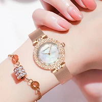 trsoye 8809 women quartz watch with diamond hot popular wristwatch for ladies mesh strap waterproof design dropshipping reloj