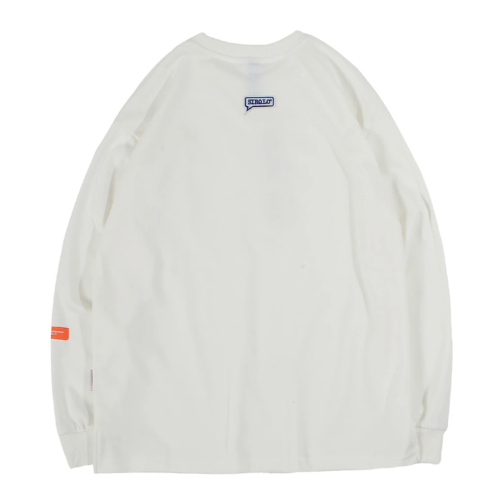 Дизайнерская футболка с длинным Oversize однотонная Casual винтажная Tshirt лонгслив
