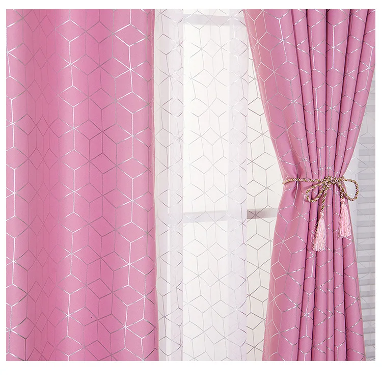 Curtain 1pc Новые клетчатые позолоченные серебряные занавески для гостиной, оконные занавески, отвесные занавески для спальни, современные серые римские жалюзи, детская комната - Цвет: Curtain 1pc