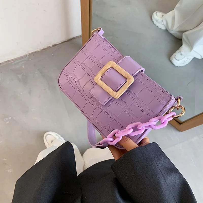 Однотонные дизайнерские сумки на цепочке через плечо маленькие из искусственной