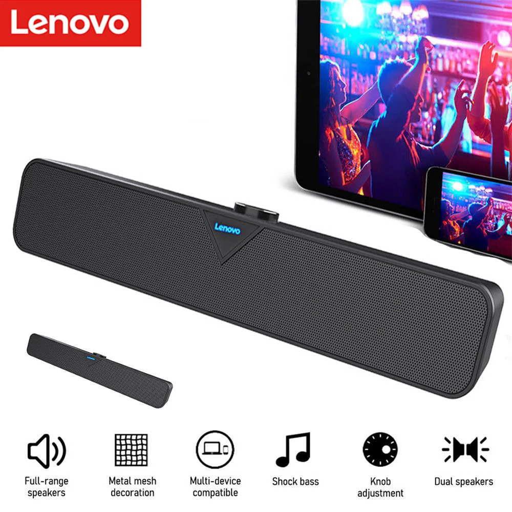 Новинка 2021 Беспроводная Bluetooth Колонка Lenovo L102 для телевизора Проводная Мини