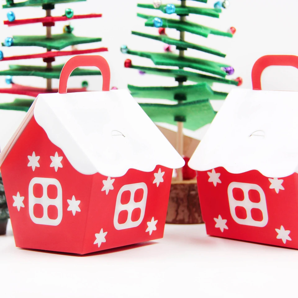 5 шт. Рождественский домик форма подарочные пакеты для конфет Рождественская