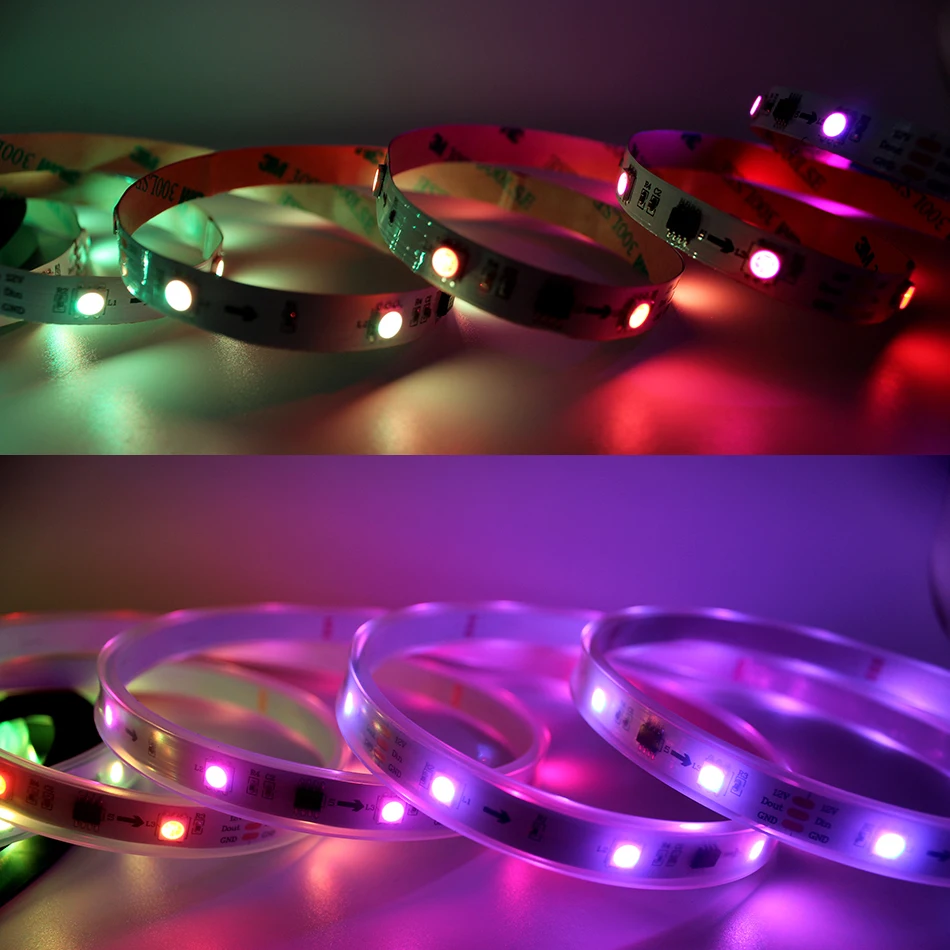 Умная RGB Светодиодная лента WS2811 30 пикселей/м лампа 12 В постоянного тока пульт
