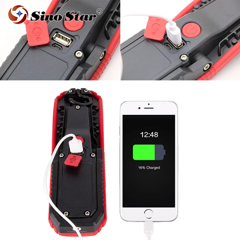 

Portable LED COB Flashlight Torch USB Rechargeable Magnetic Lantern Camping Hanging Hook Lamp High-Low Modes Lighting Work Light