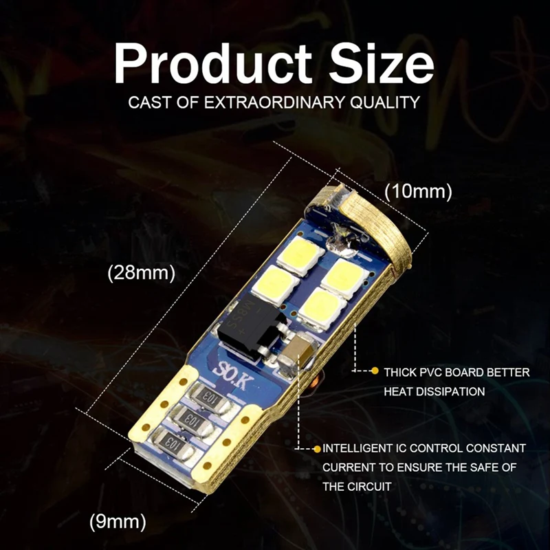 Для T10 168 светодиодный автомобиль лампа 4 вы 194 w5w 12-smd 3030 чип CANbus автомобильный