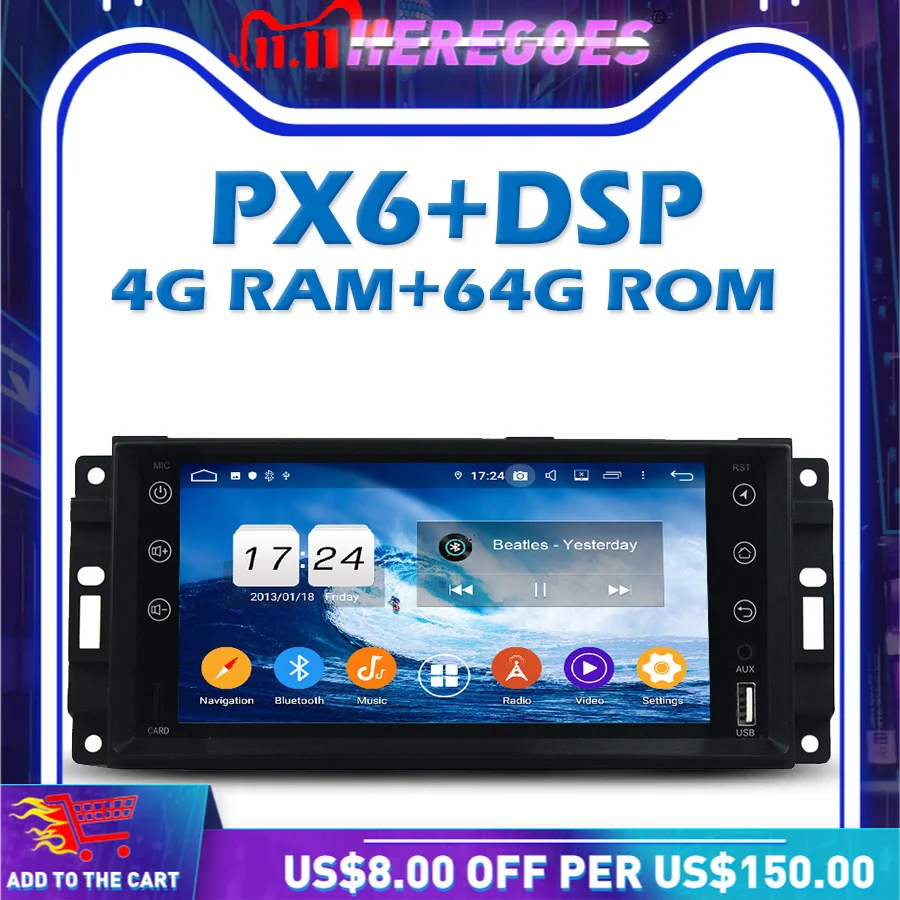 PX6 DSP IPS Android 10 0 64 ГБ Автомобильный DVD Плеер GPS карта RDS радио Wi Fi Bluetooth для Jeep Sebring Grand