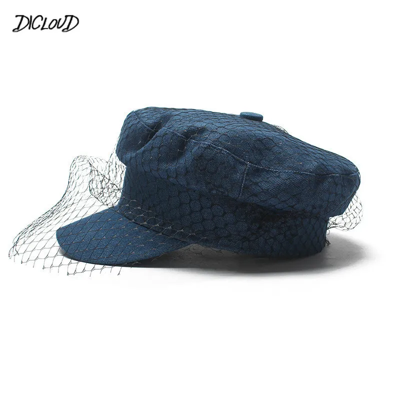 Джинсовые сетчатые козырьки женские модные синие шляпы 2019 высококачественные