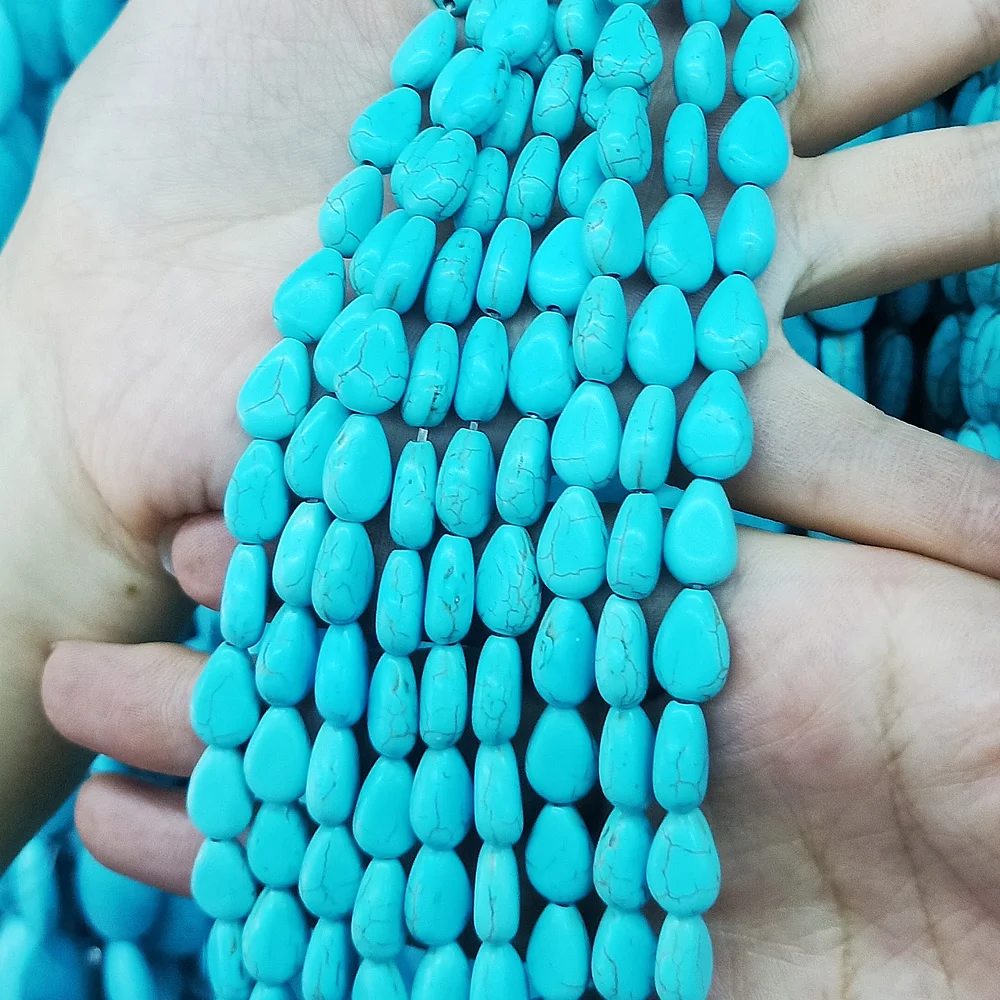 

Natural blue Straight Hole Flat Drops 8-25mm Semi-precious Stones Beads Make Necklace DIY Bracelet Accessories 39cm