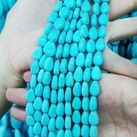 natural blue straight hole flat drops 8 25mm semi precious stones beads make necklace diy bracelet accessories 39cm