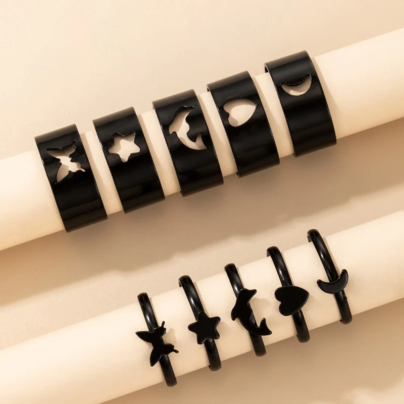 Tocona Кольца с ярким сердцем и луной для женщин, прелестные кольца с дельфином, звездой, геометрическим отверстием, свадебные украшения Anillo on.