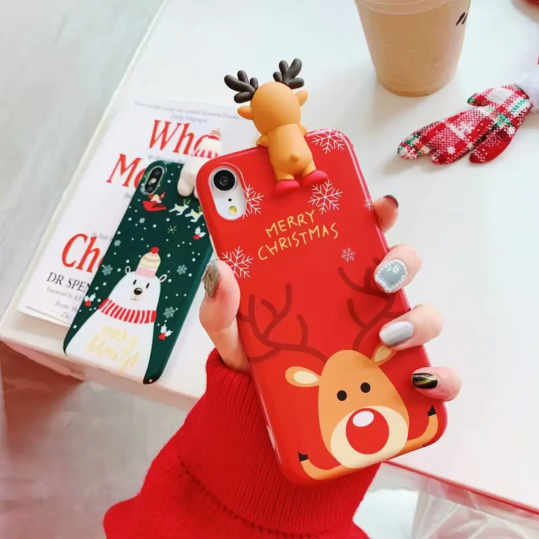 Новогоднее; рождественское 3D чехол для телефона для iphone11 pro max 6s 6 7 8 Plus X XS XR для huawei P20 P30 mate20 Honor20 мягкая крышка IMD