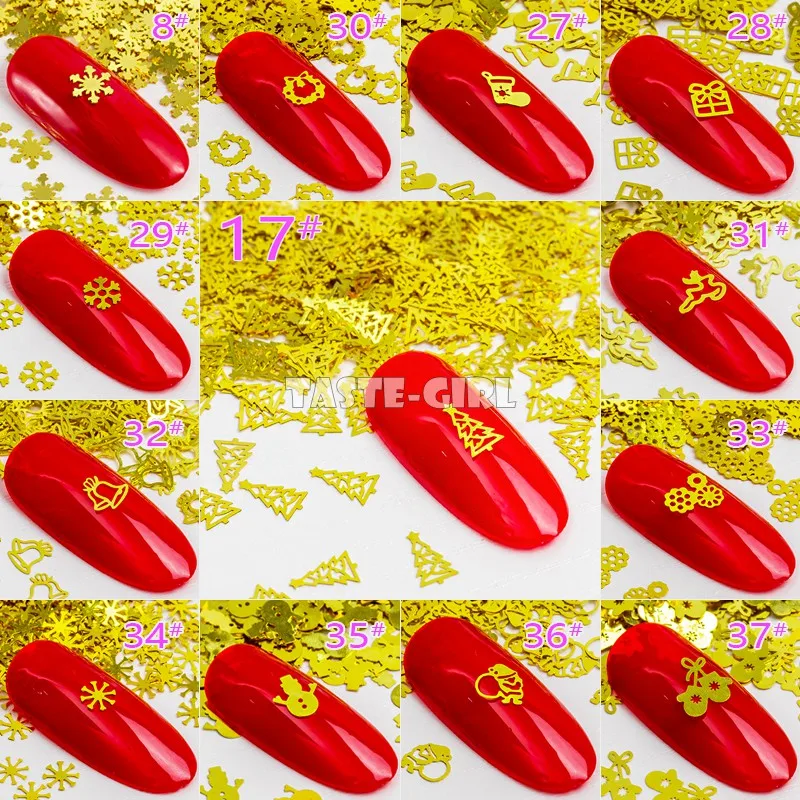 400 шт./упак. Золотой Рождественский элемент металлические блестки снежинка