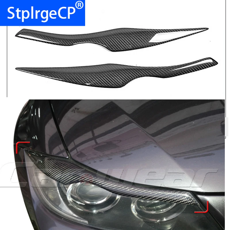 100% Настоящее углеродное волокно фары Брови Веки для 2005 2011 BMW E90 E91 4DR|Наклейки на