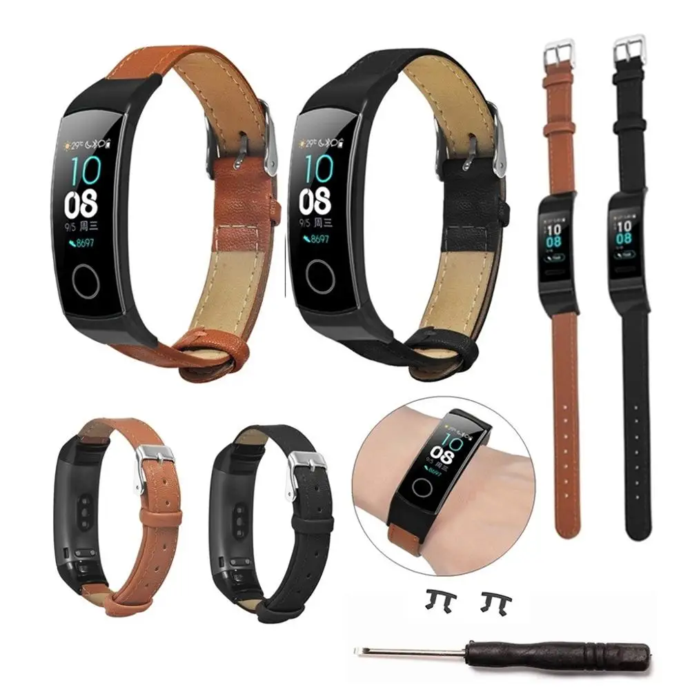 Замена волоконно-кожаных часов Ремешок Браслет для huawei Honor Band 5/4 унисекс тонкий ремешок 10 стилей роскошный модный подарок