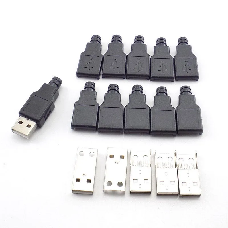 5/10 шт. 4 Pin Тип Женский Мужской USB 2 0 адаптер розетка Соединитель с черным Пластик