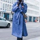 Женская длинная куртка с капюшоном и карманами, свободная теплая хлопковая куртка большого размера, зимний сезон 2022