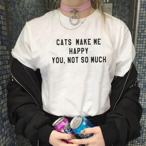 Футболка женская с надписью make me happy хлопковая Повседневная смешная рубашка для