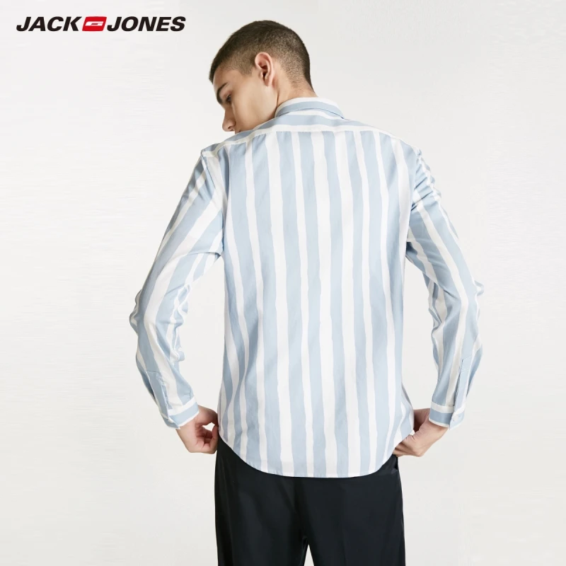 Мужская рубашка с длинными рукавами в контрастную полоску JackJones | 219105508 одежда