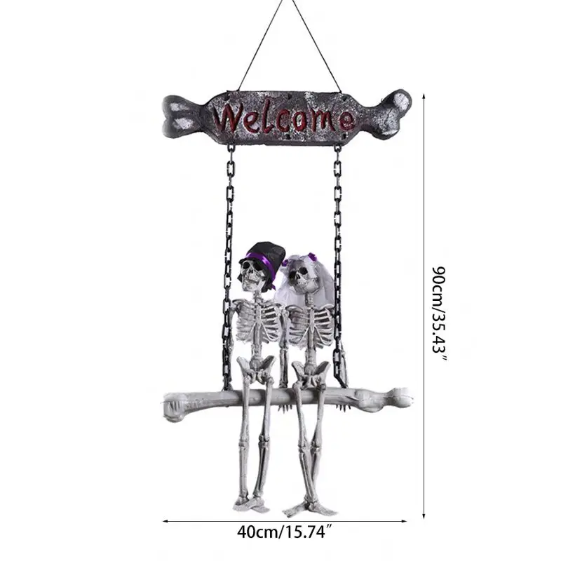 Хэллоуин ужас висит призрак Невеста и жених череп дом Дверной Кулон вечерние Welc