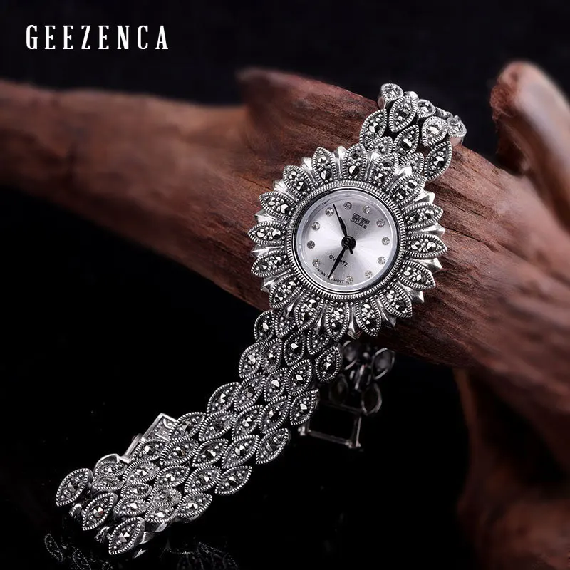 Браслет Подсолнух из тайского серебра 925 пробы для Женщин Модные Винтажные