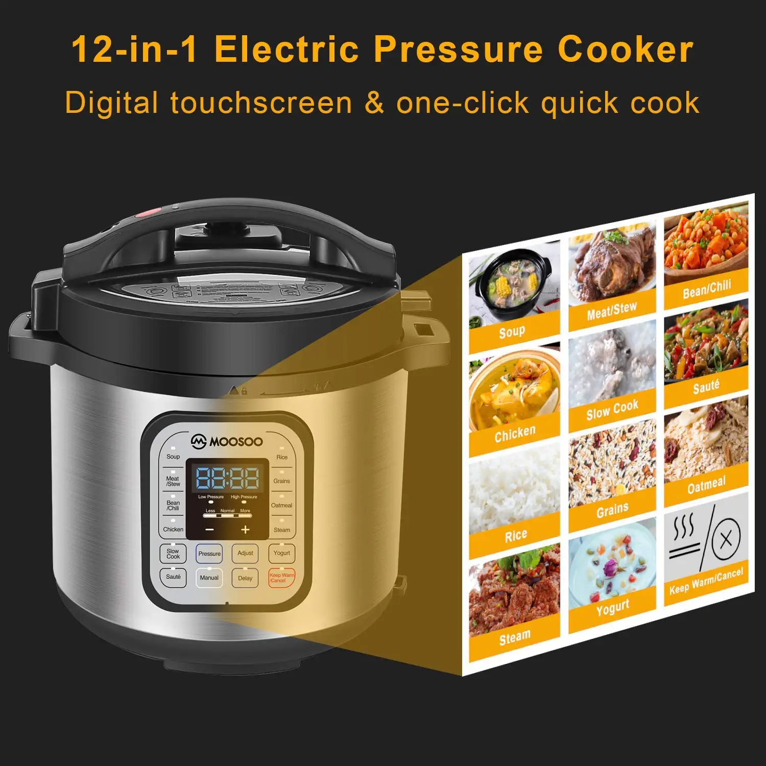 

MOOSOO Electric Pressure Cooker Household Yogurt Maker Stainless Steel Liter Pressure Cooker Electric Cooker Instant Pot MP90