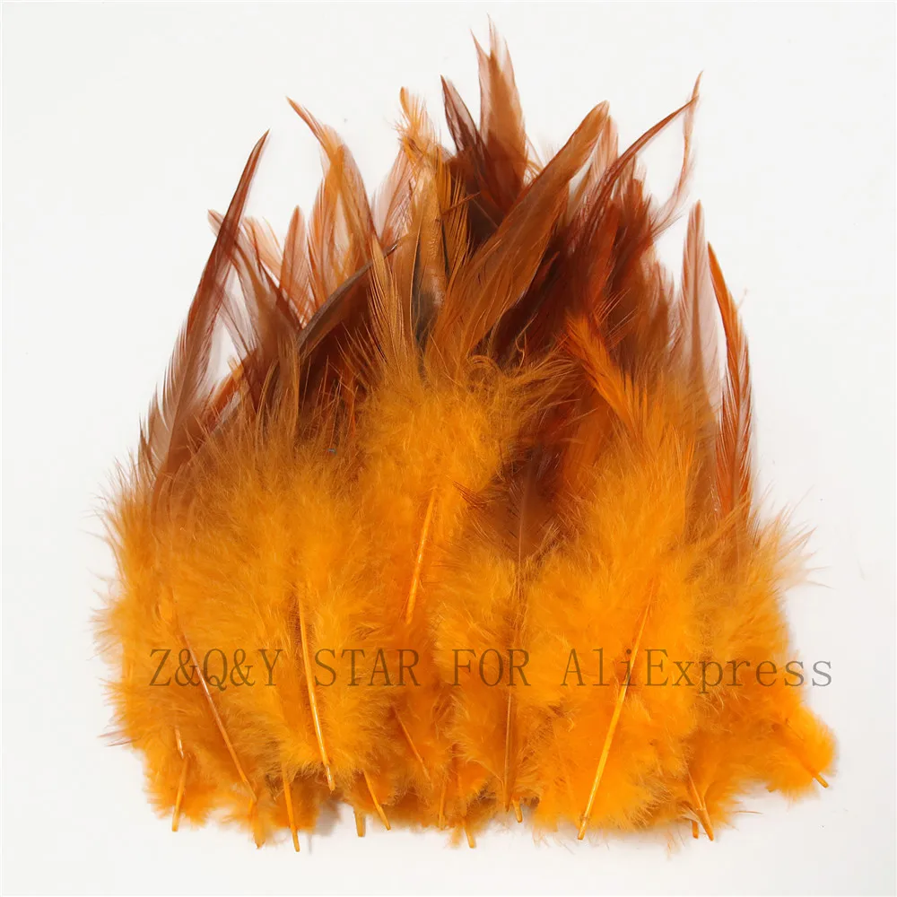 

100 натуральные Куриные перья 4-6 дюймов окрашенные оранжевые самодельные ювелирные перья