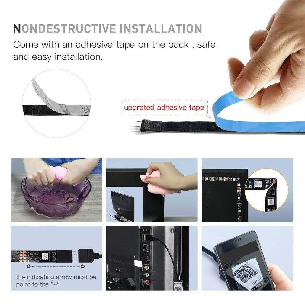 30/60 лампы светодиодный свет полосы Bluetooth APP Управление USB ТВ фон настенный