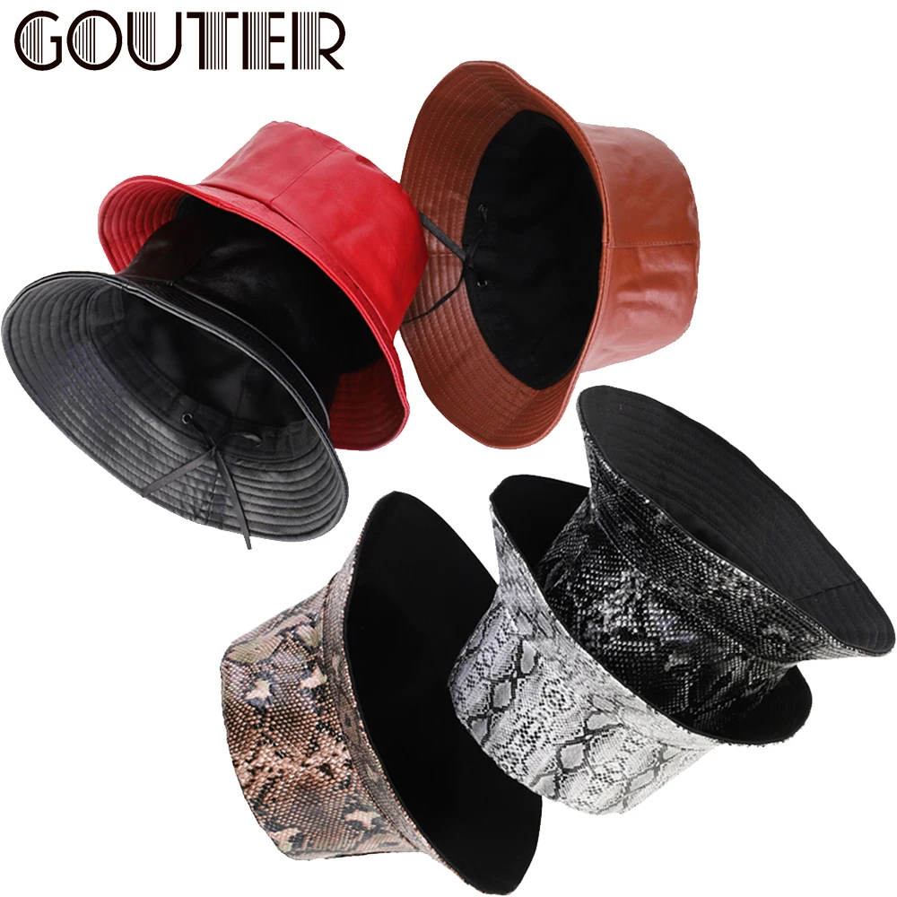 Панама GOUTER из искусственной кожи со змеиной кожей для мужчин и женщин