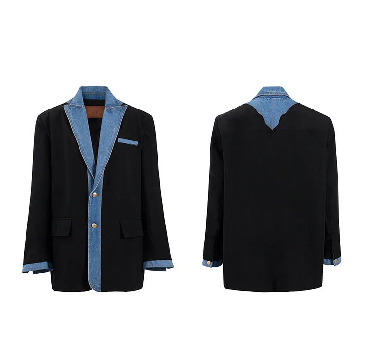 

2022 S/S new denim stitching windbreaker suit suit jacket
