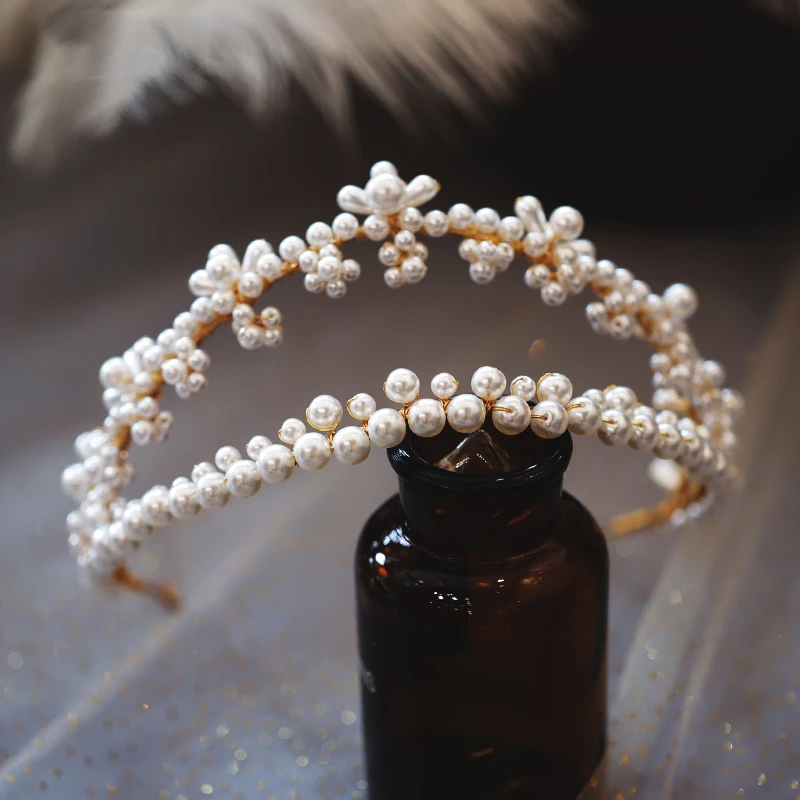 Свадебная Корона диадема Драгоценная Тиара для волос с жемчугом Ювелирные