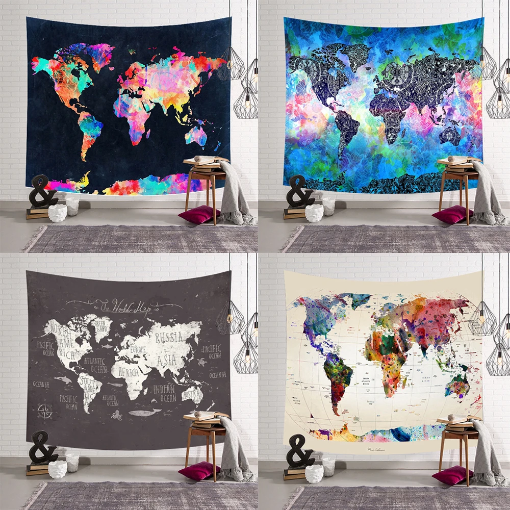 Настенный гобелен с 3D принтом карта мира пледы ковер одеяло йога коврик Домашний