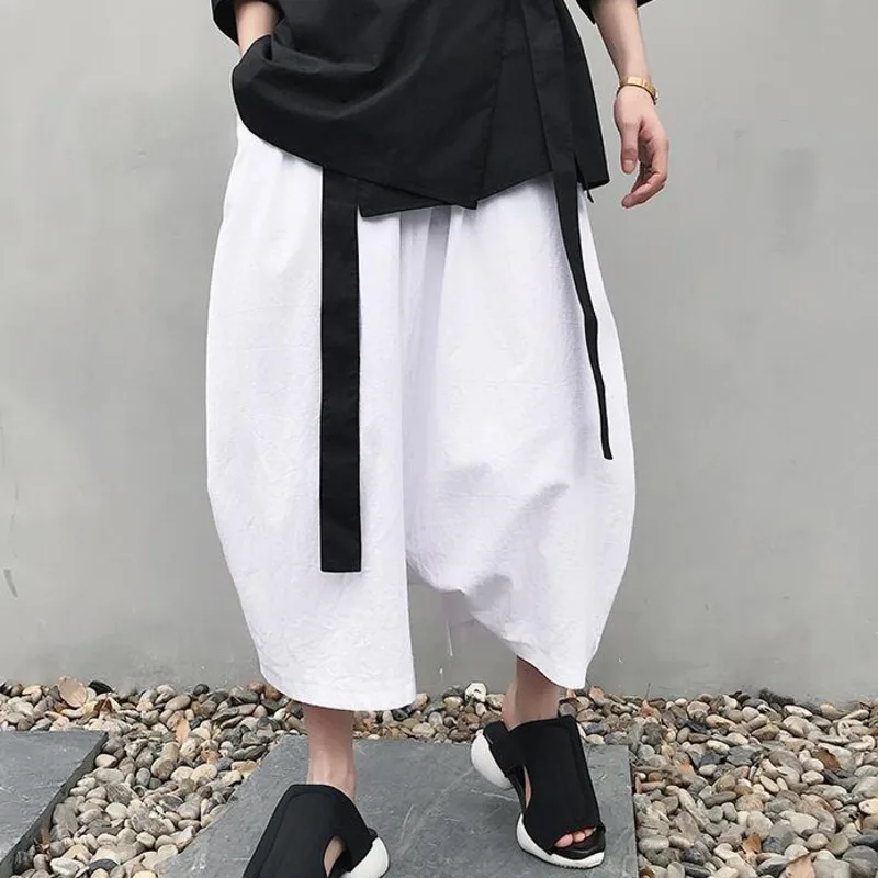 Мужские брюки с заниженным шаговым швом в китайском стиле летние штаны Модные