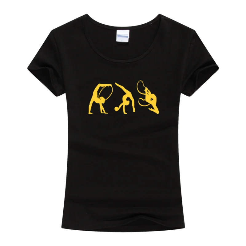 Женская хлопковая футболка с коротким рукавом принтом гимнаста