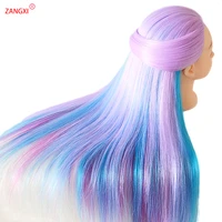 28 100 high temperature firber colorful hair doll heads nice hairdressing training head nice dummy hairdresser mannequin head