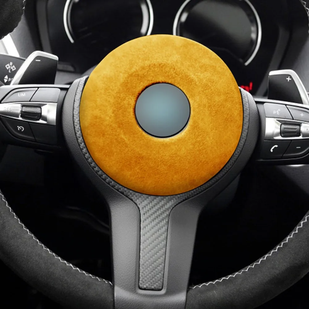 

Bright Yellow Car Steering Wheel Airbag Decoration Fit For BMW High Quality