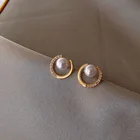 2021 новые модные круглые Изысканные жемчужные круглые простые серьги-гвоздики C-образной формы для женщин модные ювелирные изделия с кристаллами