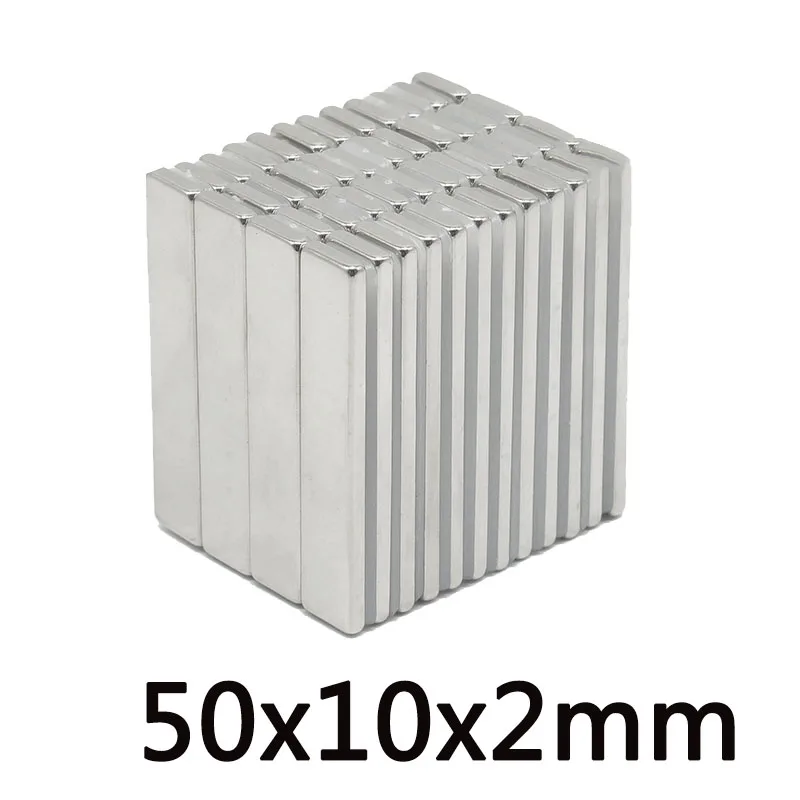 5 ~ 200 шт 50x10x2 N35 Сильный редкоземельный магнит толщина 2 мм блок прямоугольные