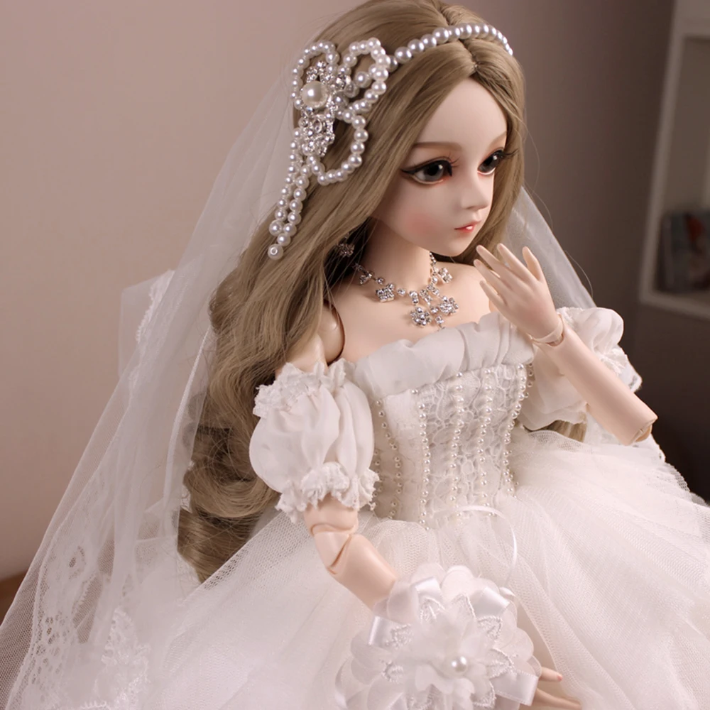 EVA BJD 1/3 невесты кукла ручной работы макияж 24 дюйма 60 см белое платье + стеклянные