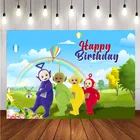 Телепузики фон для фотосъемки детей с днем рождения вечерние Baby Shower фон для фотосъемки с изображением Декор баннер реквизит для студии