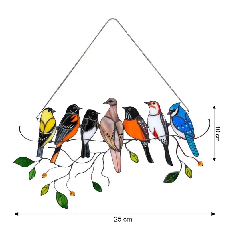 

Mini Multicolor Stained Bird Glass Window Hangings Wall Hanging Birds Decor Room Accessories Home Decoration Mothers Day Gift