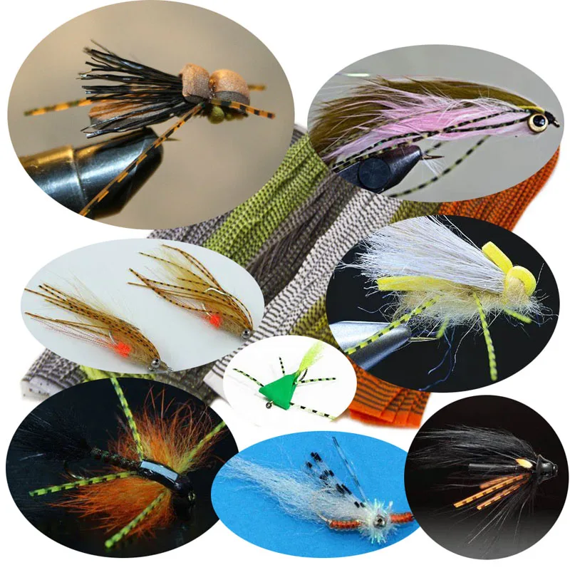 Vampfly 1Pcs Grizzly Barred Rubber Legs Fly Tying Silicone Skirts Streamer Zonker Nymph Rubber String Fly Tying Material