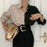 Женская блузка, 2021, Женская офисная блузка на пуговицах, большие размеры, женские лоскутные блузки, рубашки с отложным воротником со стойкой