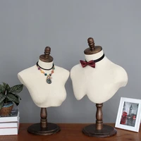 fabric cover female and male mannequin model torso with wood base dress form