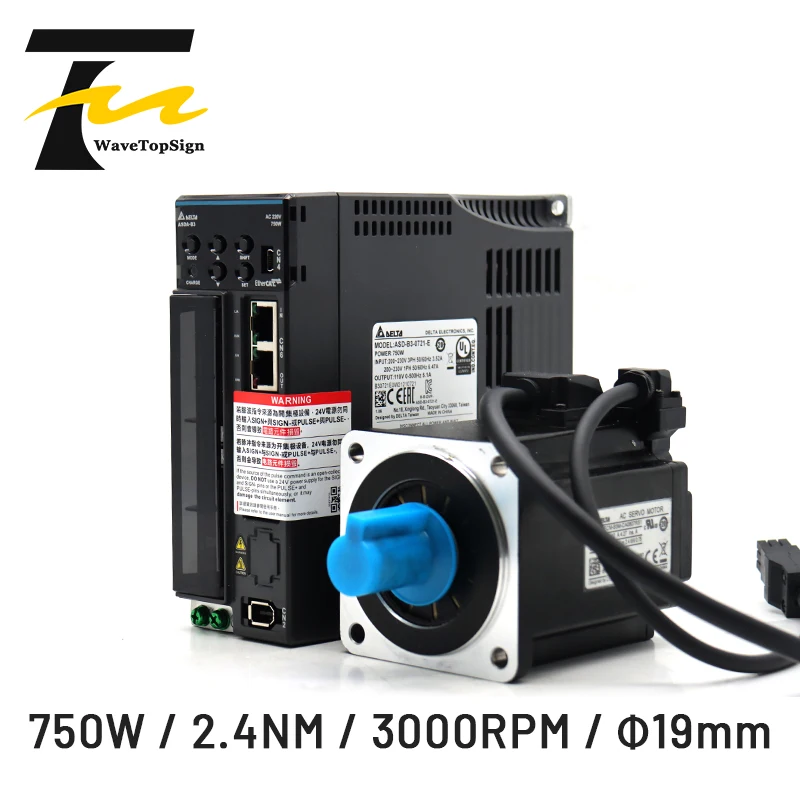 

Delta Servo B3 Series 750W Servo Motor ECM-B3M-CA0807RS1/SS1 2.4NM 3000RPM and Servo Driver 750W ASD-B3-0721-E