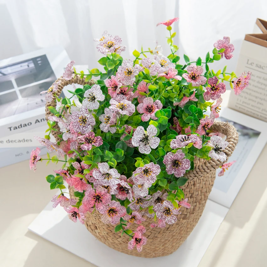 

Artificial Plastic Cherry Flowers Silk Daisy Christmas Decorations Vase for Home Wedding Holiday Supplies Fake Eucalyptus Plants