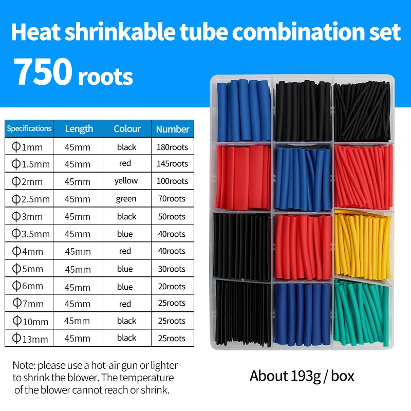 

750/580/560 Pcs Heat Shrink Tube Thermoresistant Tubing Kit,for Wire Cable Termoretractil Insulation Polyolefin Shrink Wrapping