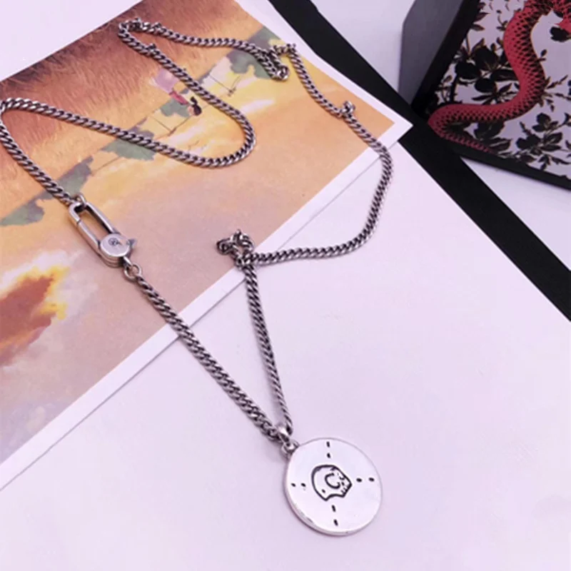 1:1 ожерелье из стерлингового серебра S925 пробы классическое Ретро круглое в форме