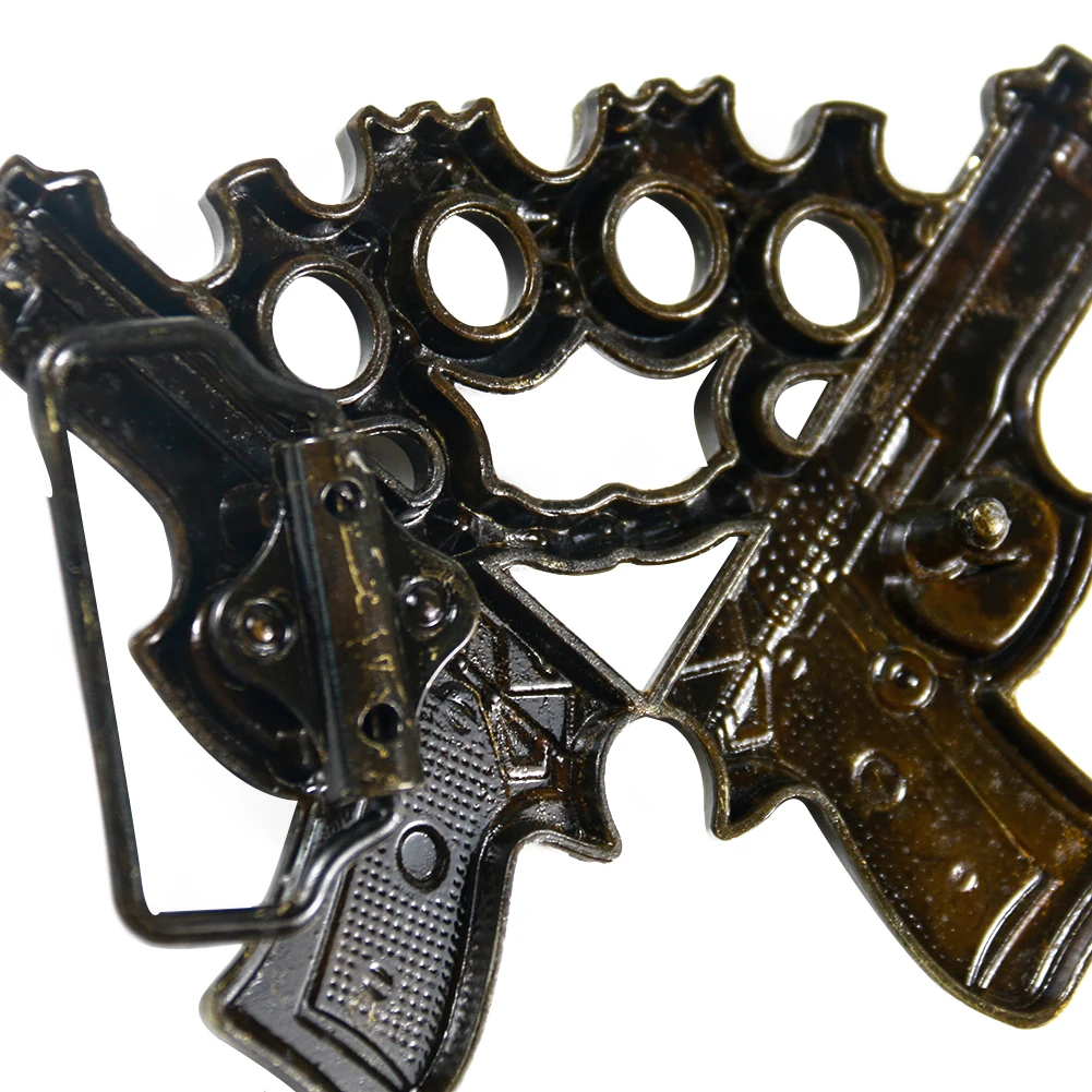Double Gun Belt Buckle for Men Jeweled Brass Knuckles Buckles Western Cowboy Belts Accessories Suitable 4cm Width | Дом и сад