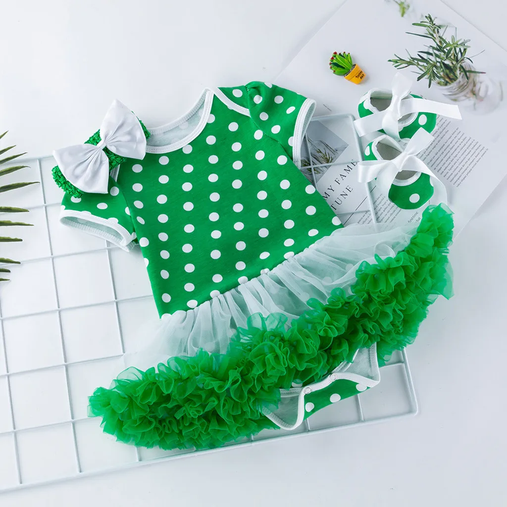 Платье для маленьких девочек наряды костюм с юбкой-пачкой на День Св. Патрика