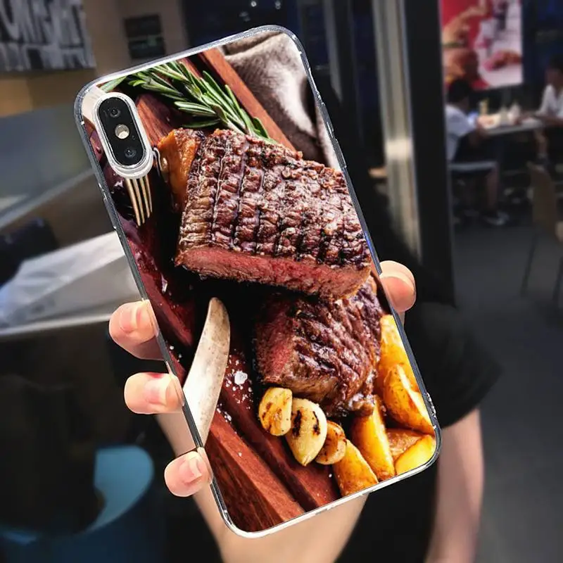 

Delicious food steak Phone Case Transparent soft For iphone 5 5s 5c se 6 6s 7 8 11 12 plus mini x xs xr pro max